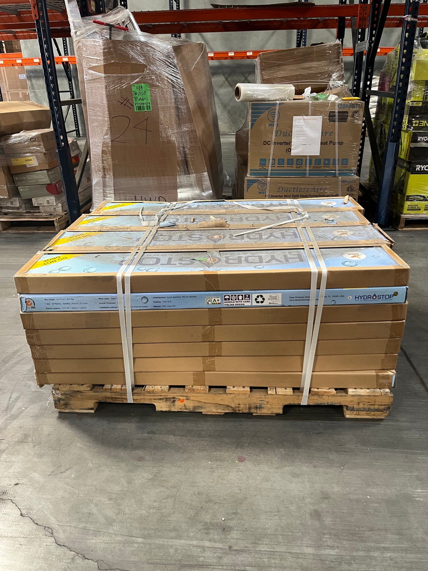 Pallet #10 LVP Hydro Stop 7 x 48 ( 24 sqft box ) Waterproof Color: Old Navy