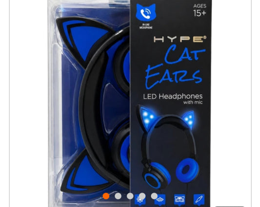 HYPE Cat Ear LED Headphone with Mic in Blue