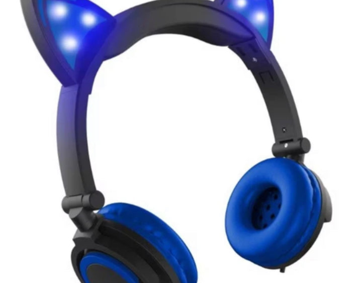 HYPE Cat Ear LED Headphone with Mic in Blue